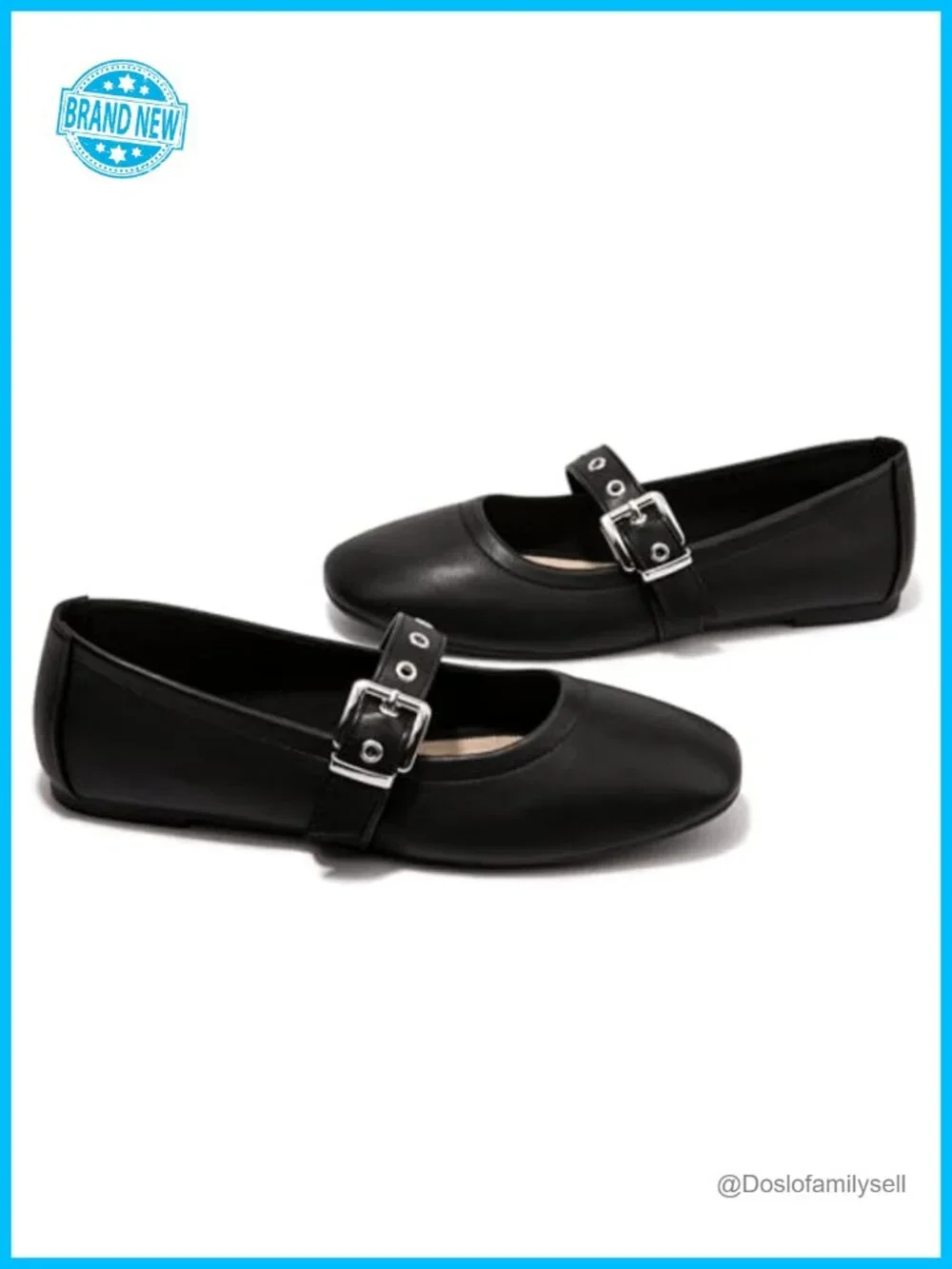 Womens Ballet Flats Mary Jane Square Toe Buckle Strap Memory Foam Comfort